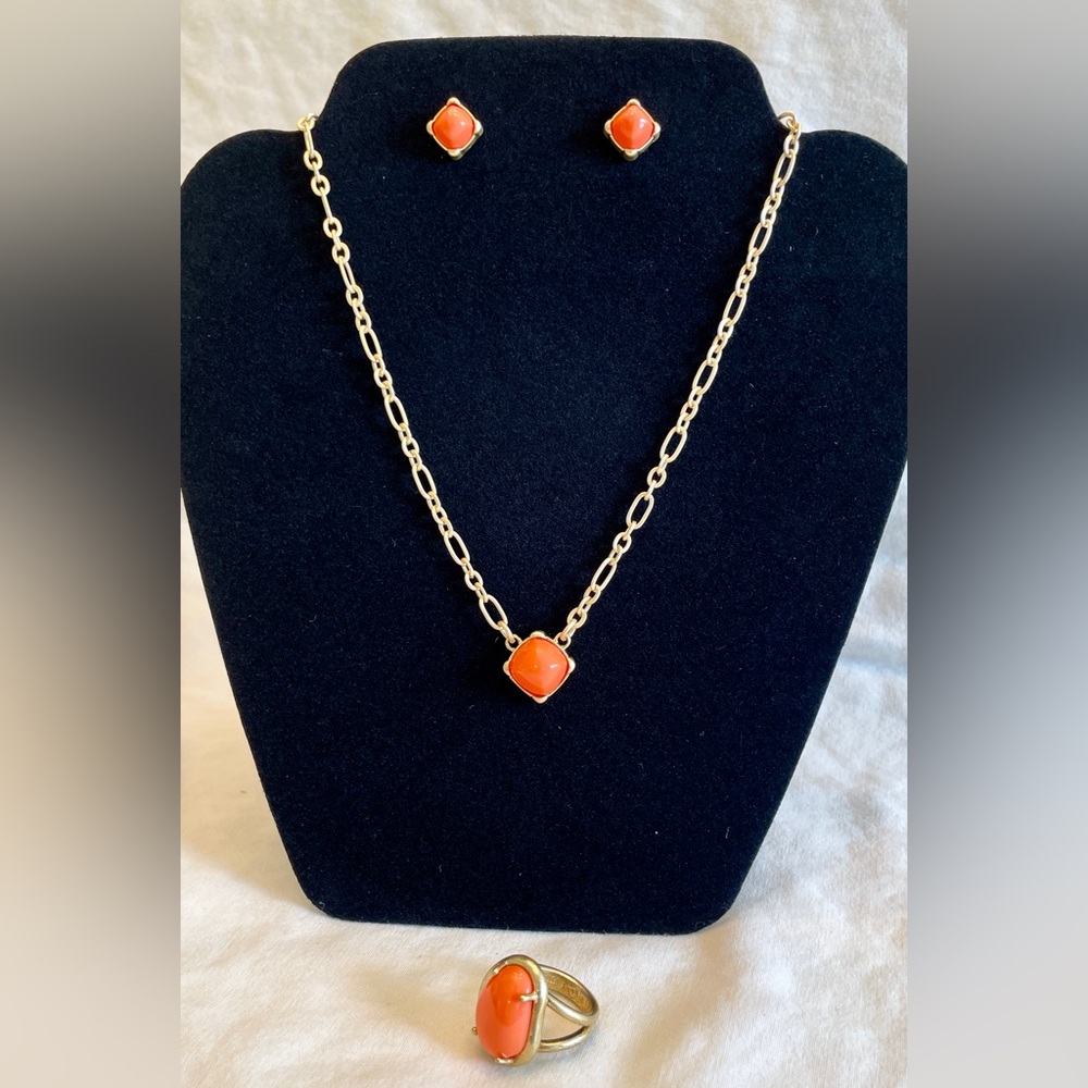 -- 2 For 30$ -- 3 piece Set - Lia Sophia Gold Coloured With Orange Accents